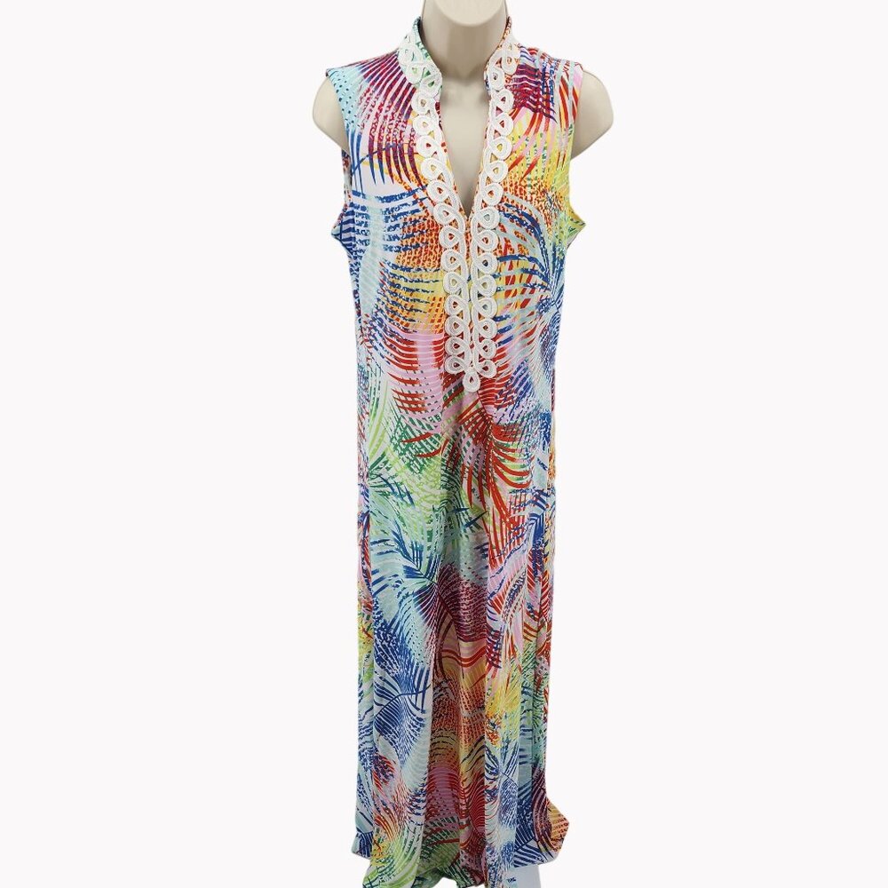 Pappagallo Women’s Size 2 Sleeveless Tropical Resort Maxi Dress New $119